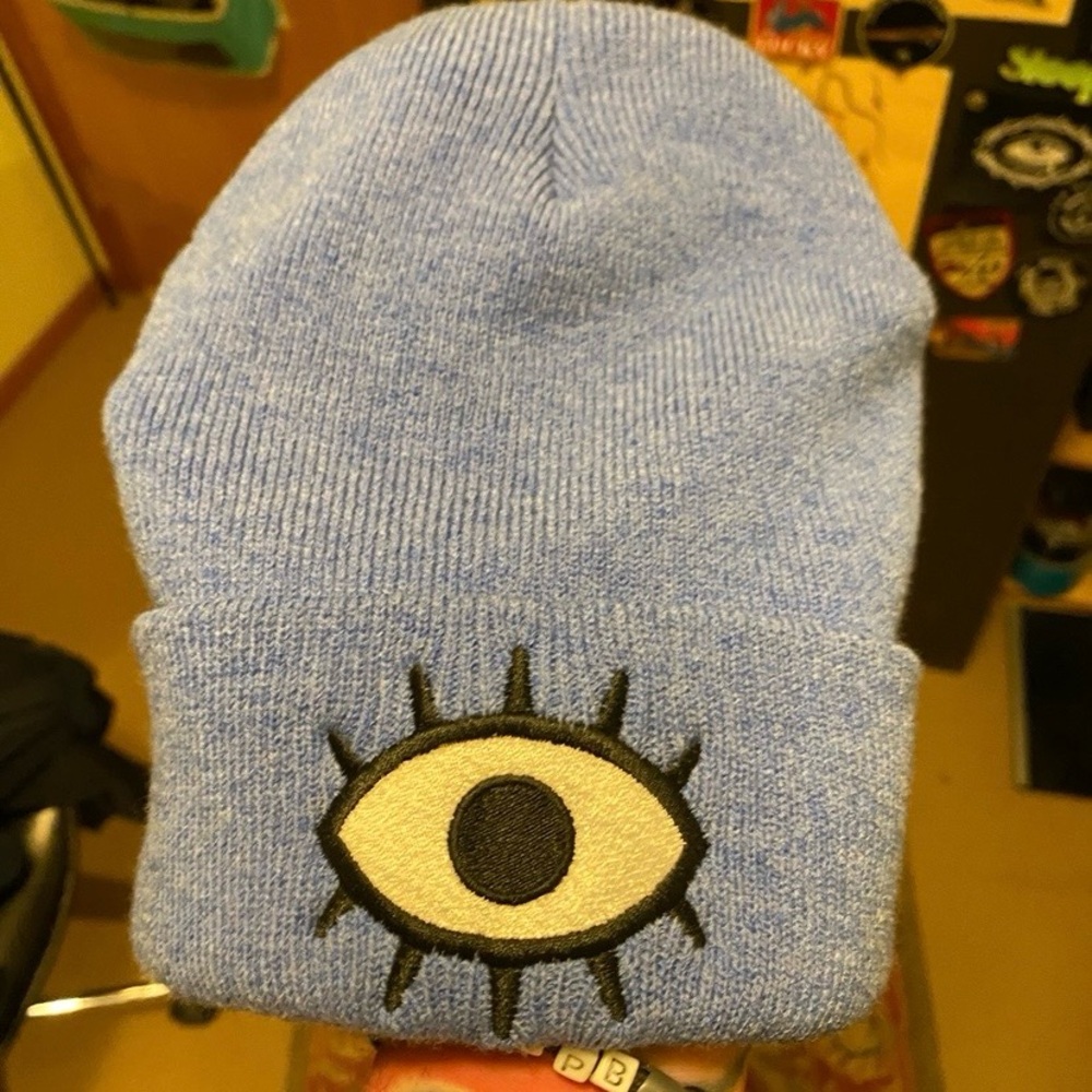 Nice Light Blue WokeFace Eyeball Knit Beanie